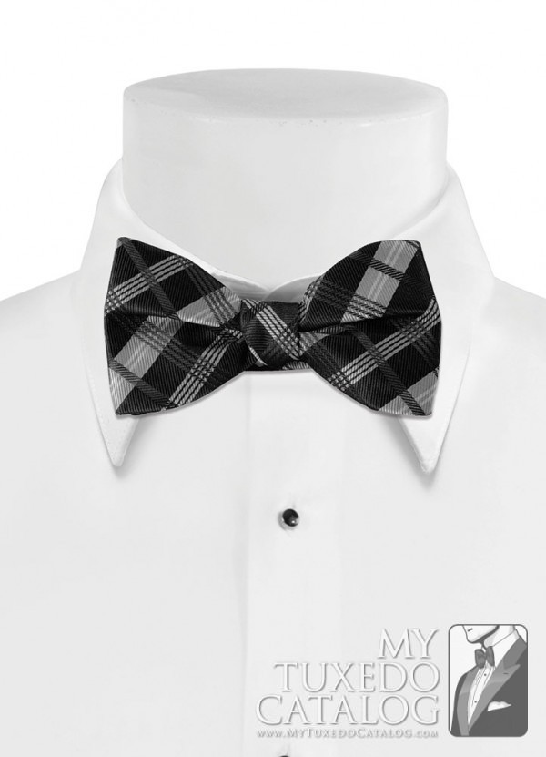Black 'Solid Plaid' Bow Tie
