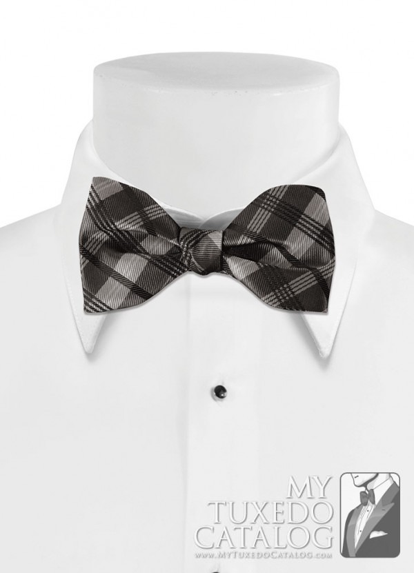 Charcoal 'Solid Plaid' Bow Tie