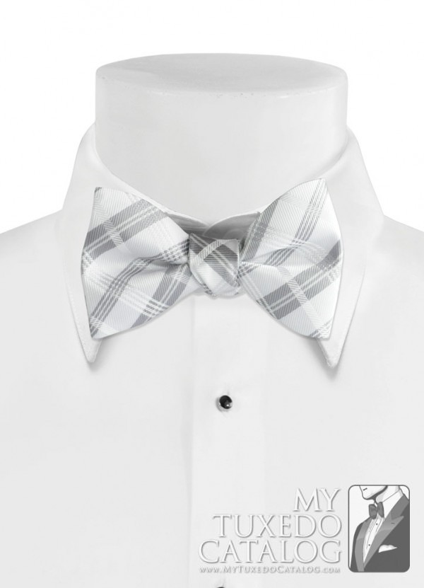 White 'Solid Plaid' Bow Tie