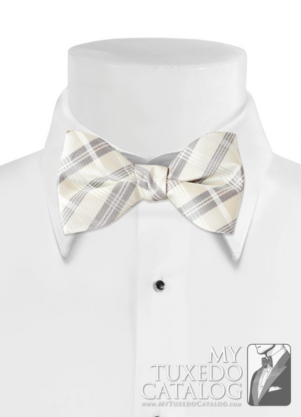 Ivory 'Solid Plaid' Bow Tie