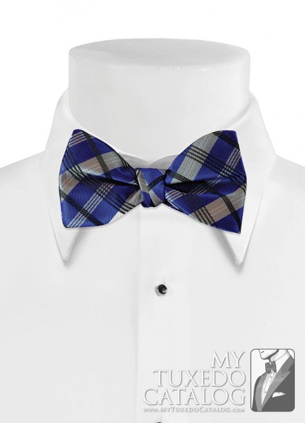 Royal Blue 'Solid Plaid' Bow Tie