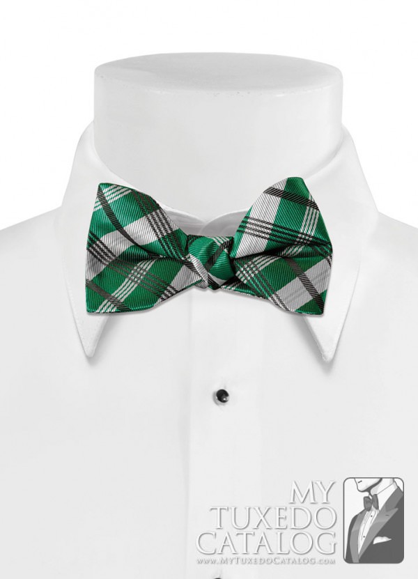 Emerald 'Solid Plaid' Bow Tie