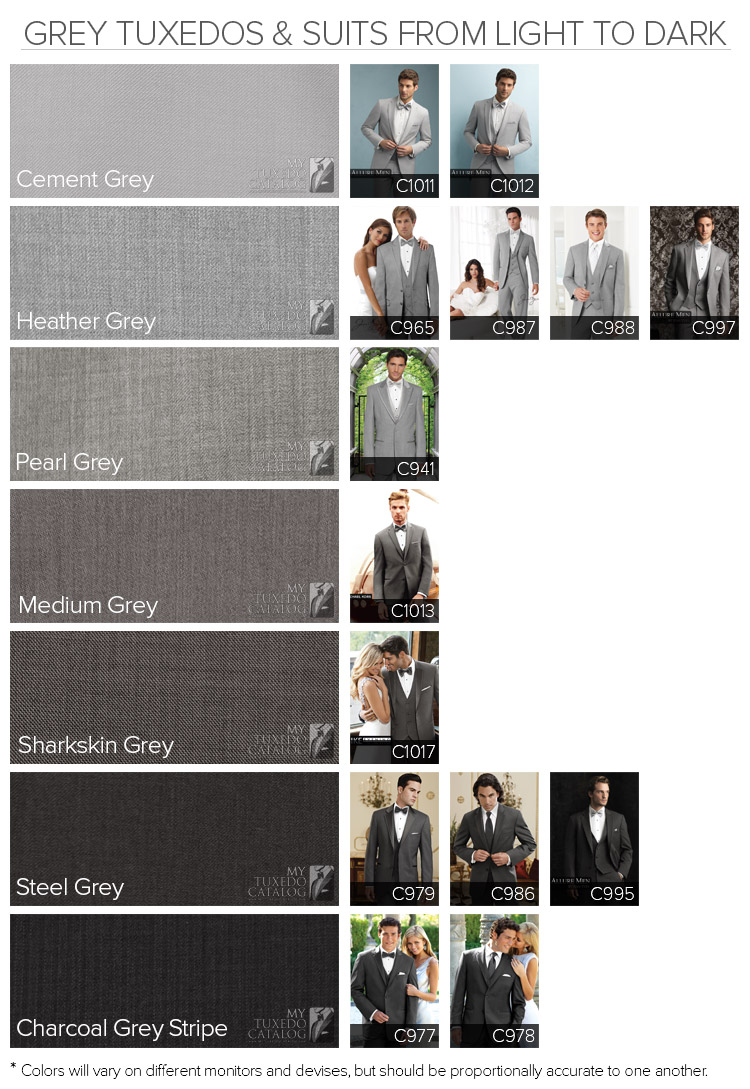 Grey Tuxedos and Suits from Light to Dark