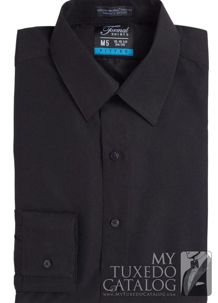 Black Fitted 'Vince' Turn Down Collar Shirt | Shirts | MyTuxedoCatalog.com
