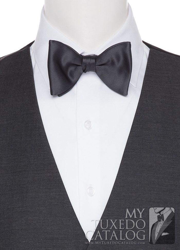 Steel Grey Kenneth Cole Solid Satin Bow Tie | Ties | MyTuxedoCatalog.com
